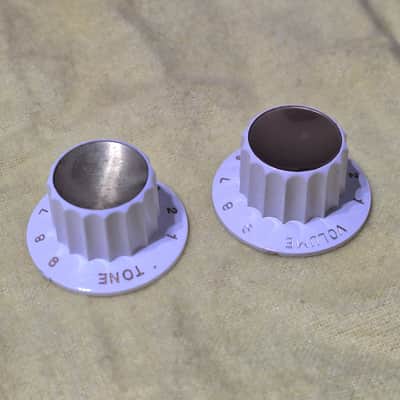 Orriginal 1960's Harmony Silvertone Kay Top Hat Knobs - White / Gold - image 1