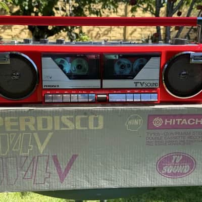 Hitachi W4V Rare Vintage MINT Cassette Boombox Warranty Tested Red +original Box image 10