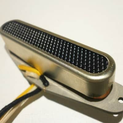 Telecaster Neck Pickup Raw Non Plated Open Cover Black Foil Alnico Hand Wound Coil Tap by Q pickups image 2