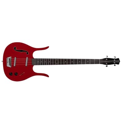 Danelectro 58 Longhorn Semi-Hollowbody Short Scale 4-String Bass - Red Hot image 4