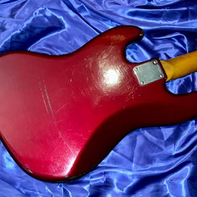 1984 Fender Fullerton Reissue 1962 Jazz Bass Factory Candy Apple Red over Three Tone Burst image 17