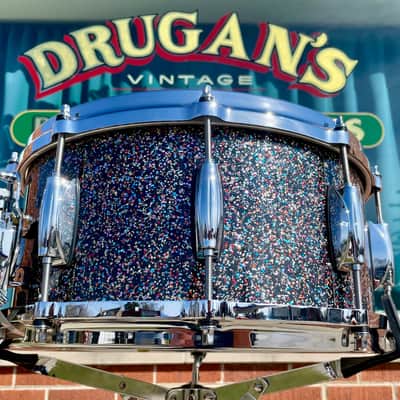 Gretsch 1 of 1 Renown Maple 6.5x14 Snare Drum Peacock Black Galaxy Sparkle image 6