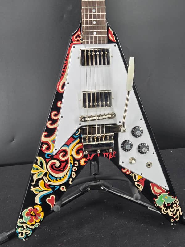 Epiphone Jimi Hendrix "Love Drops" Flying V (Incl. Hard Case)Ebony image 1