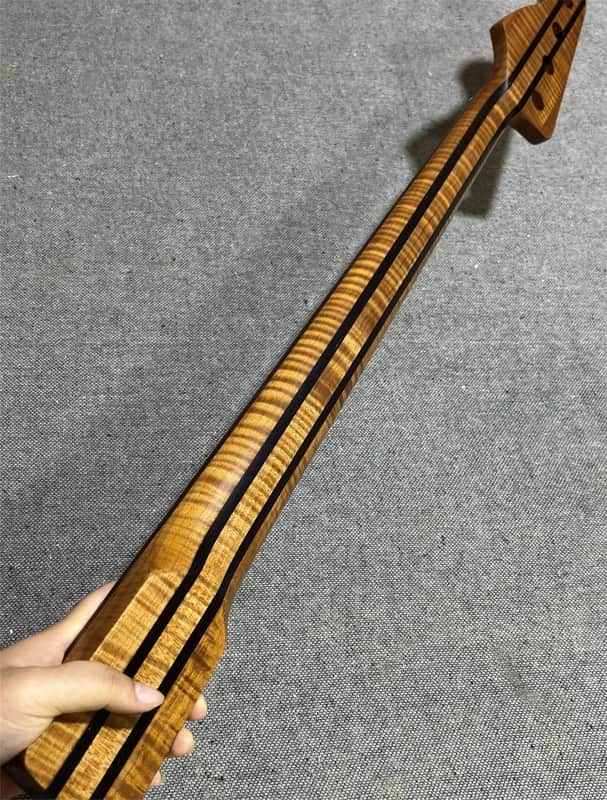 AAAAA 20fret 4 String 5 Piece Roasting Flamed Maple Bass Neck part Rosewood Fretboard Heel width: 63-64mm image 1