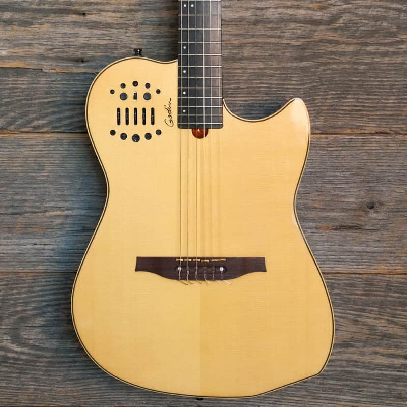 Used Godin Multiac Nylon A/E Guitar - Natural High Gloss w/Bag image 1