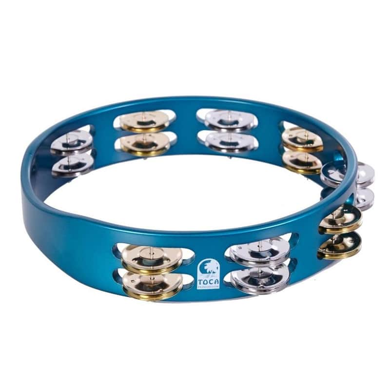 Toca ColorSound Tambourine 10" Ocean Blue w/Nickel & Brass Jingles image 1