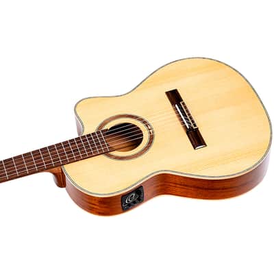 Ortega Performer Series Solid Top Thinline Crossover Acoustic-Electric Nylon Classical Guitar w/ Bag image 6