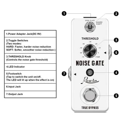 Rowin Noise Gate Guitar Pedal True Bypass LEF-319, FREE PICKS + HOLDER+ FREE SHIP USA image 9