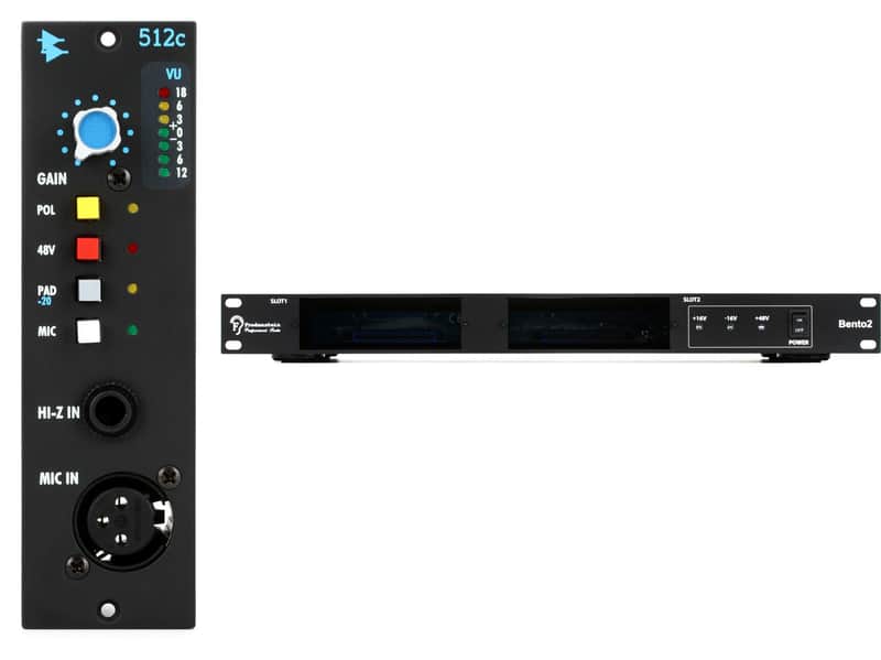 API 512c 500 Series Microphone Preamp Bundle with Fredenstein Bento 2 2-slot 500 Series Chassis image 1