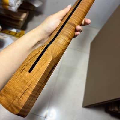 DIY 20 fret 30 inch Short Scale Roasted Flame Maple Bass guitar neck heel:57.5mm image 7