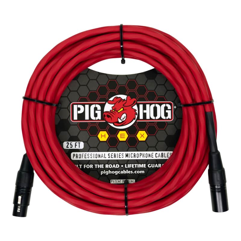 Pig Hog PHMH25CA Hex Series Microphone Cable 25FT, Candy Apple Red image 1