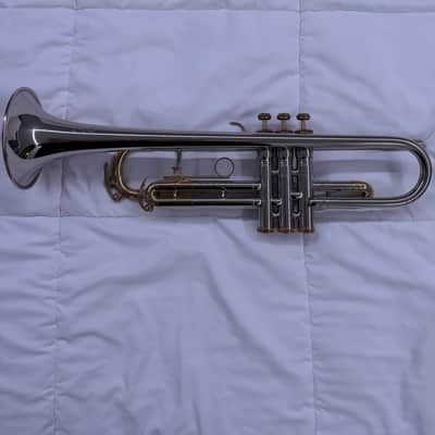 King Tempo Nickel 1970s - Silver Trumpet with Laquer slides and original case image 8