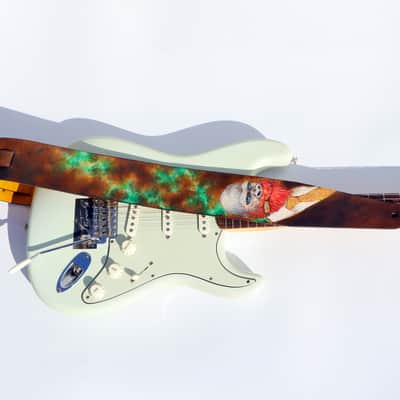 burnyblack wide guitar strap leather - Vincent gorilla brown/green image 10