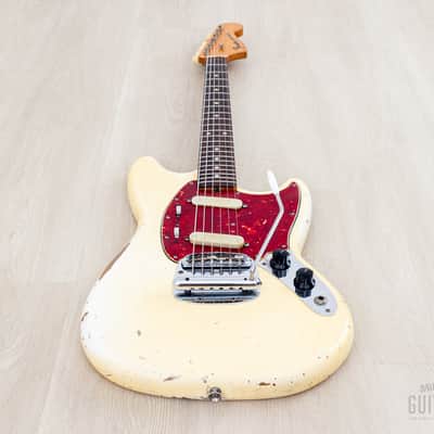 1965 Fender Mustang Vintage Offset Guitar Olympic White w/ Case image 11