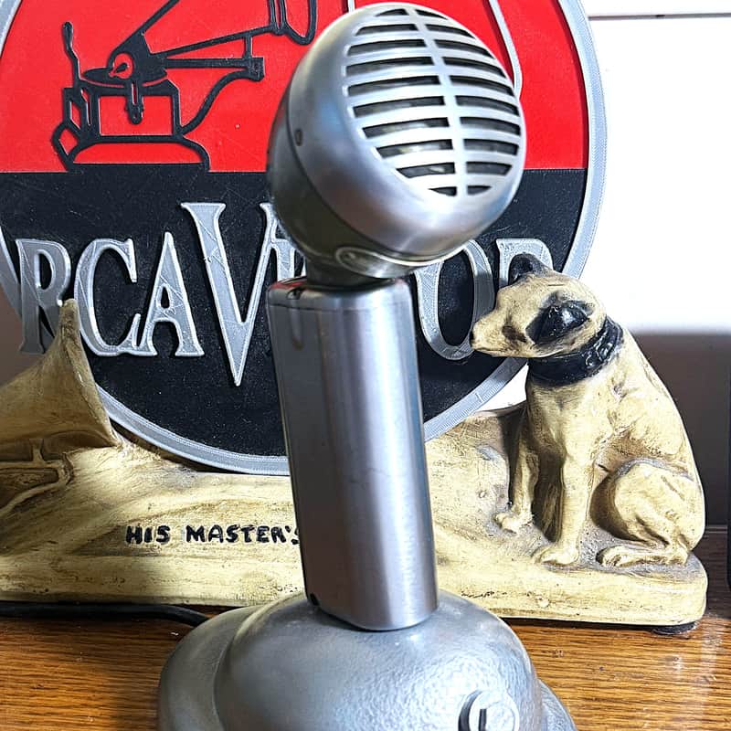 Vintage 1950's Shure CR20SLJ Microphone w/PTT grip & EV S36 stand, works strong image 1