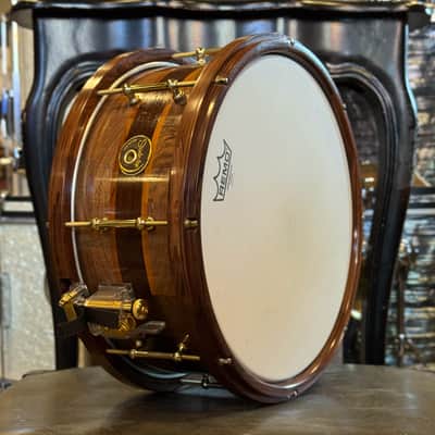 USED 2004 6.5x14 Stanbridge Claro Walnut, Goncalo Alves, & Pau Ferro Snare Drum w/ Pau Ferro Hoops image 5