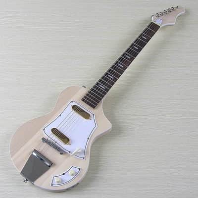 Natural Finish Mini Electric Guitar 38 Inch, Basswood Body, Maple Neck Through image 3