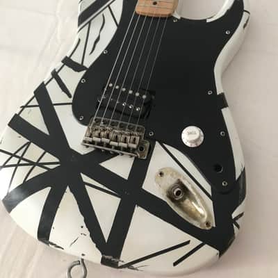 Van Halen Frankenstein Replica Guitar Black & White Franky EVH Frankenstrat image 10