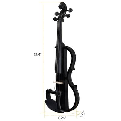 4/4 Full-Size Black Electric Silent Violin Set with Case, Bow, Rosin & Headphones – Professional Practice Instrument image 7