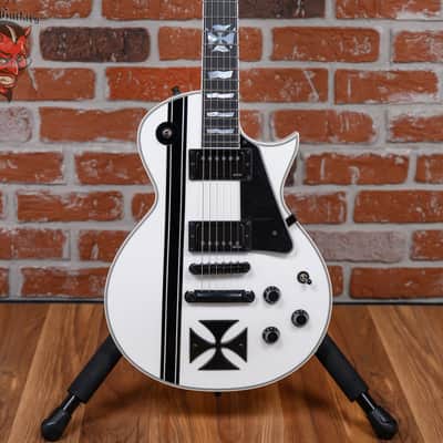 ESP Signature Series Iron Cross James Hetfield Snow White with Black Stripes 2026 w/OHSC image 1