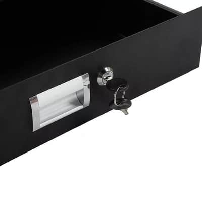2U Pro Rack Case 19" Steel Plate Dj Drawer Equipment Cabinet W/Key Black High Qu image 3