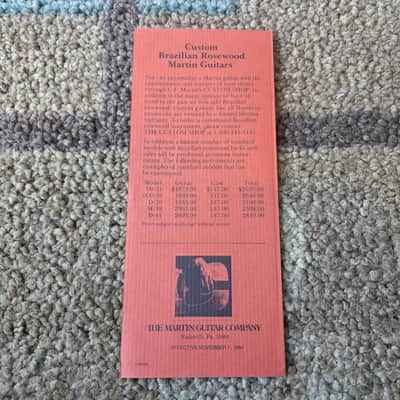 Vintage 1984 Martin Brazilian Rosewood Guitar Price List! Rare, Original Case Candy! image 3