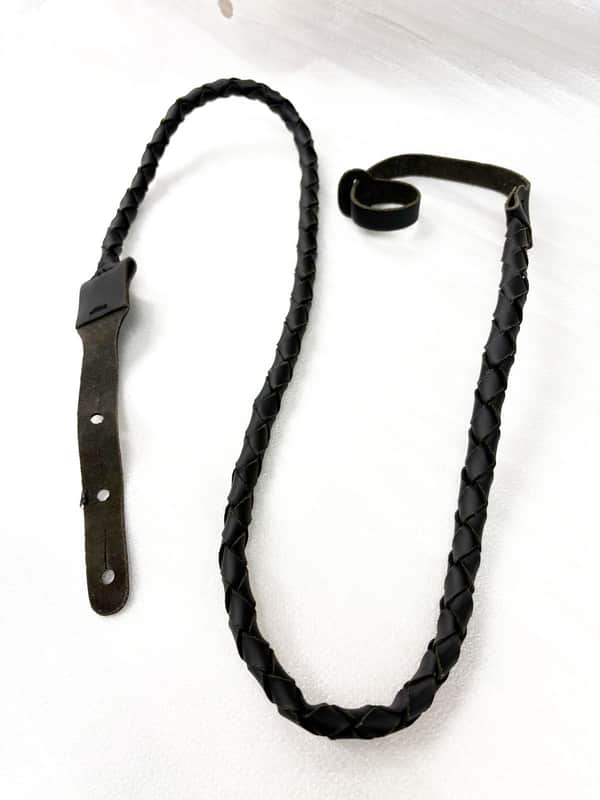 Black Braided Leather Mandolin Strap - FIRE SALE image 1