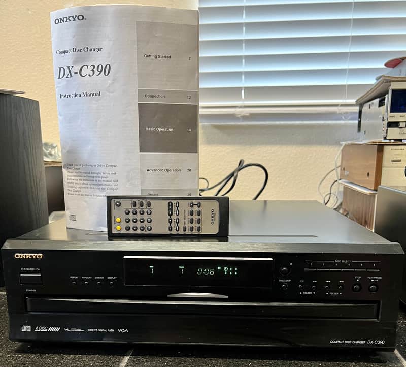 Onkyo DX-C390 6-Disc CD Player/Changer w/ Remote & Manual; Tested image 1