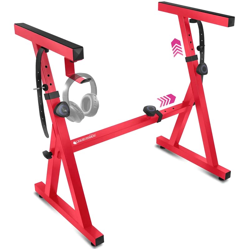 Liquid Stands Piano Keyboard Stand - Z Style Adjustable and Portable Heavy Duty Music Stand for Kids and Adults (Red) image 1