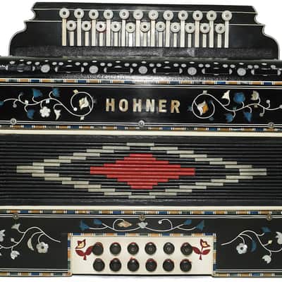 Hohner Antique Decorated Vintage Button Accordion Garmon Squeezebox Concertina, 2227, made in Germany Amazing Wonderful sound image 3