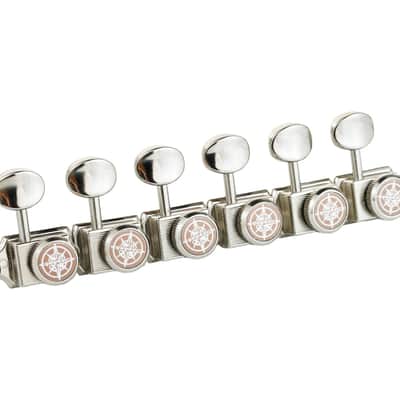 Guyker 6-in-line Vintage Guitar Lock String Tuners – Locking Tuning Key Pegs Machine Heads Replacement Parts for ST TL Style Electric Guitars Gear Ratio 1:15 – nickel image 3