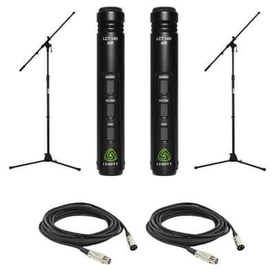 Lewitt LCT 140 AIR Small-Diaphragm Condenser Microphone (Stereo Pair), 2x On-Stage MS7701B Boom Mic Stands & 2x XLR Cables image 1