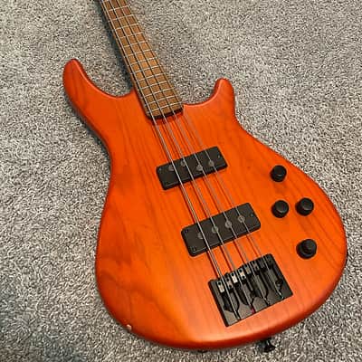 Warmoth Warmoth G4 Bass with Delano P/J Pickups and EMG Preamp Satin Orange Over Ash image 1