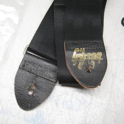 Vintage Gibson USA Logo Strap Black Nylon Gold Logo image 3