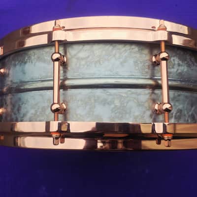 Ludwig LM400 prototype AVH Limited Edition Alex Van Halen Signature Supraphonic 6.5x14" 10-Lug Aluminum Snare Drum with Tube Lugs, Copper Hardware 2017 - Raw Aluminum image 14