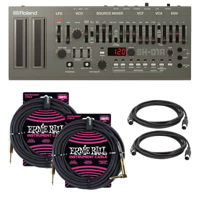 Roland SH-01A Boutique Series Synthesizer with Sequencer, (2) EnieBall 1/4 cables, (2) Midi Cables Bundle