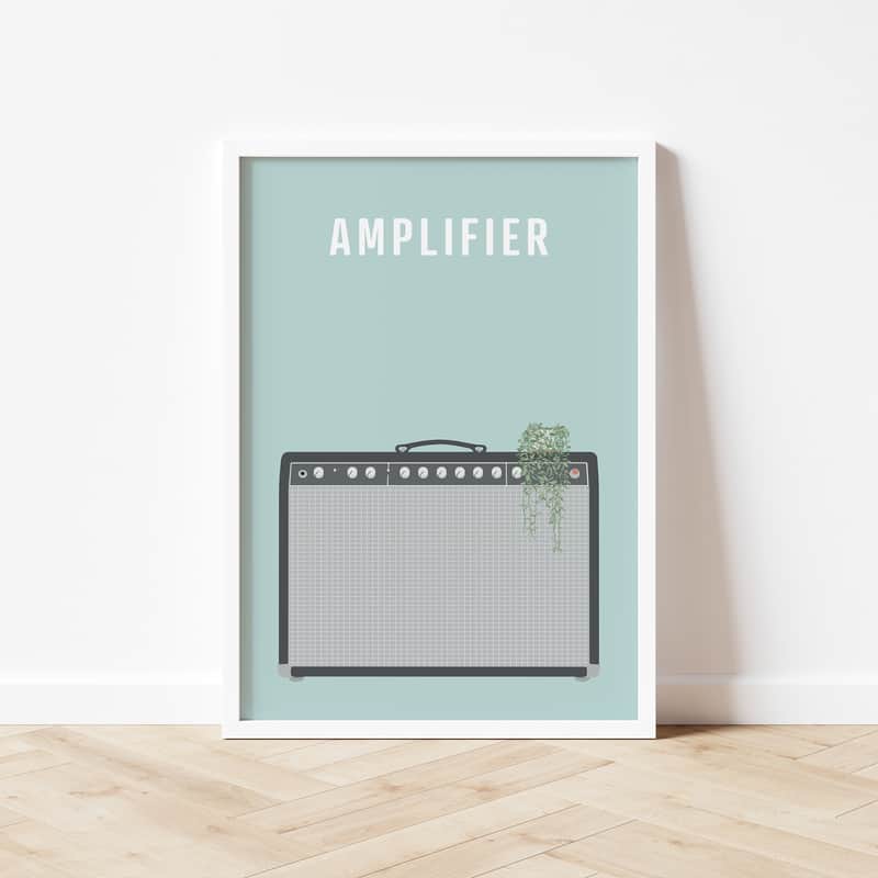 Amplifier Print - Retro Music Poster, Fender Amp Art, Instrument Wall Art, Music Studio, A4 Size image 1