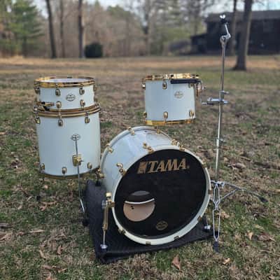 Tama Starclassic Maple MIJ 13,16,22 with matching snare 1990s - Piano White Lacquer /Gold hdwr. image 1