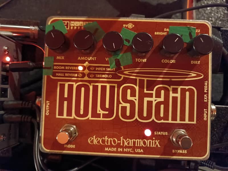 Electro-Harmonix Holy Stain Multi-Effects Pedal: Distortion / Reverb / Pitch / Tremolo 2008 - 2022 - Orange / Red image 1