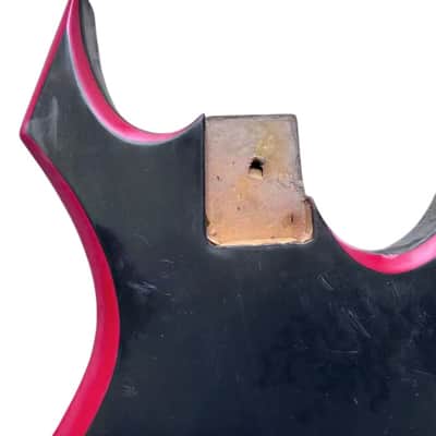 Custom Black Red Guitar Warlock Style Body, String Through Bridge image 2