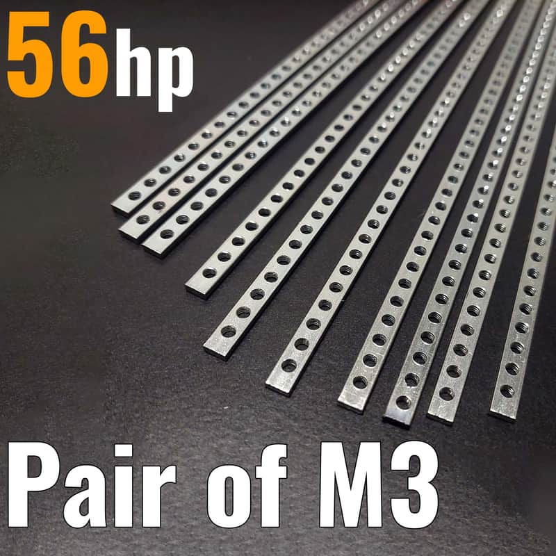 2 x 56hp / M3 (3mm) Eurorack Threaded Nut Strips (Pair) image 1