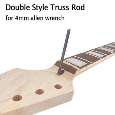 Electric Guitar Neck, 22 Frets 30 Inch Scale, Maple Wood with Rosewood Fretboard, White Block Inlay & Black Back Line, Unfinished, 42mm Nut image 4