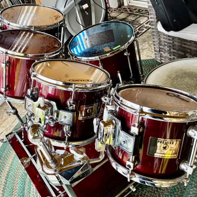 Premier Signia Marquis Rare 7-Piece Kit – 1999 UK Maple – Cherry Red – Flagship Series – w/ Cases EX image 8