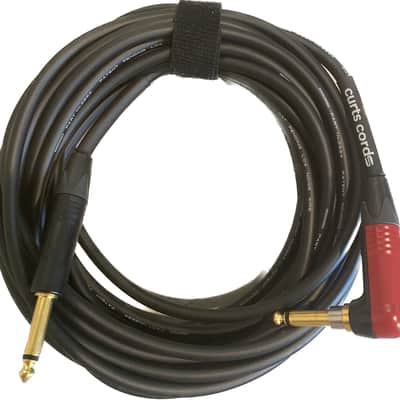 Curts Cords 18' Mogami Gold Guitar/Instrument cable with 1/4" Neutrik Gold Silent Right Angle to Straight Plugs image 1
