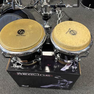L.P. Traditional Fiberglass set of Bongos 2019 - Black lacquer image 2