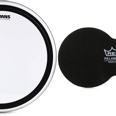 Evans EMAD2 Clear Bass Batter Head - 22 inch  Bundle with Remo Falam Slam Pad - 2.5" Double Kick