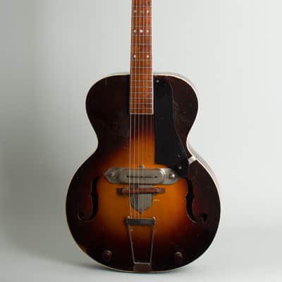 Dobro  Electric Spanish Arch Top Hollow Body Electric Guitar (1936), ser. #122, original black hard shell case. image 1