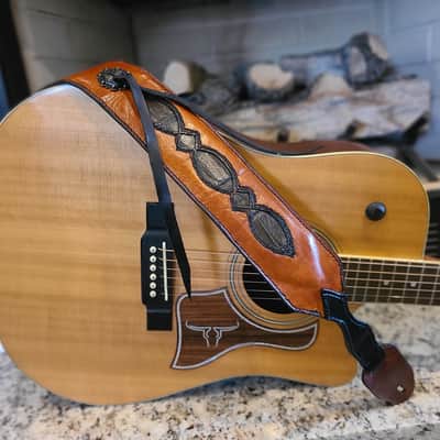 The Southern Outlaw - Handcrafted Full Grain Leather & Louisiana Premium Alligator Accent Guitar Strap image 3