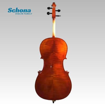 SCHONA SC-02BE Glossy Entry Level Tiger Grain Maple Back/Sides Spruce Top Handmade Cello 4/4 Size Exam Practice Solo Performance image 2