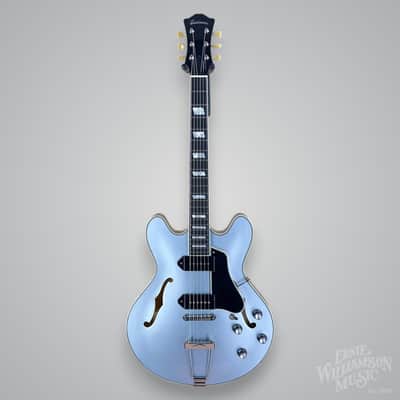 Eastman T64 Trapeze Hollowbody Electric Guitar - Iced Blue Metallic image 4
